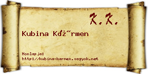 Kubina Kármen névjegykártya